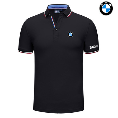 2022 Polo BMW Homme Coton avec Liseré Tricolore au Col et Aux Manches